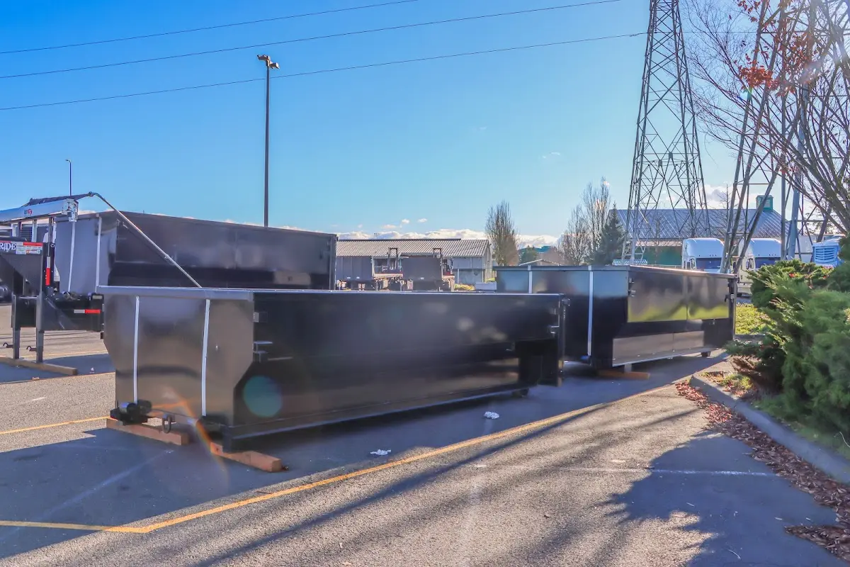Roll-off dumpster ready for waste disposal at job site for Yard Waste Dumpster Rental in Claymont